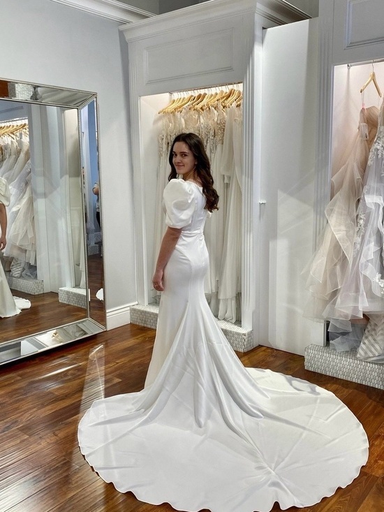 Dresses & Skirts - Miosa bride ivory puff sleeve wedding dress satin le blanc Casablanca
